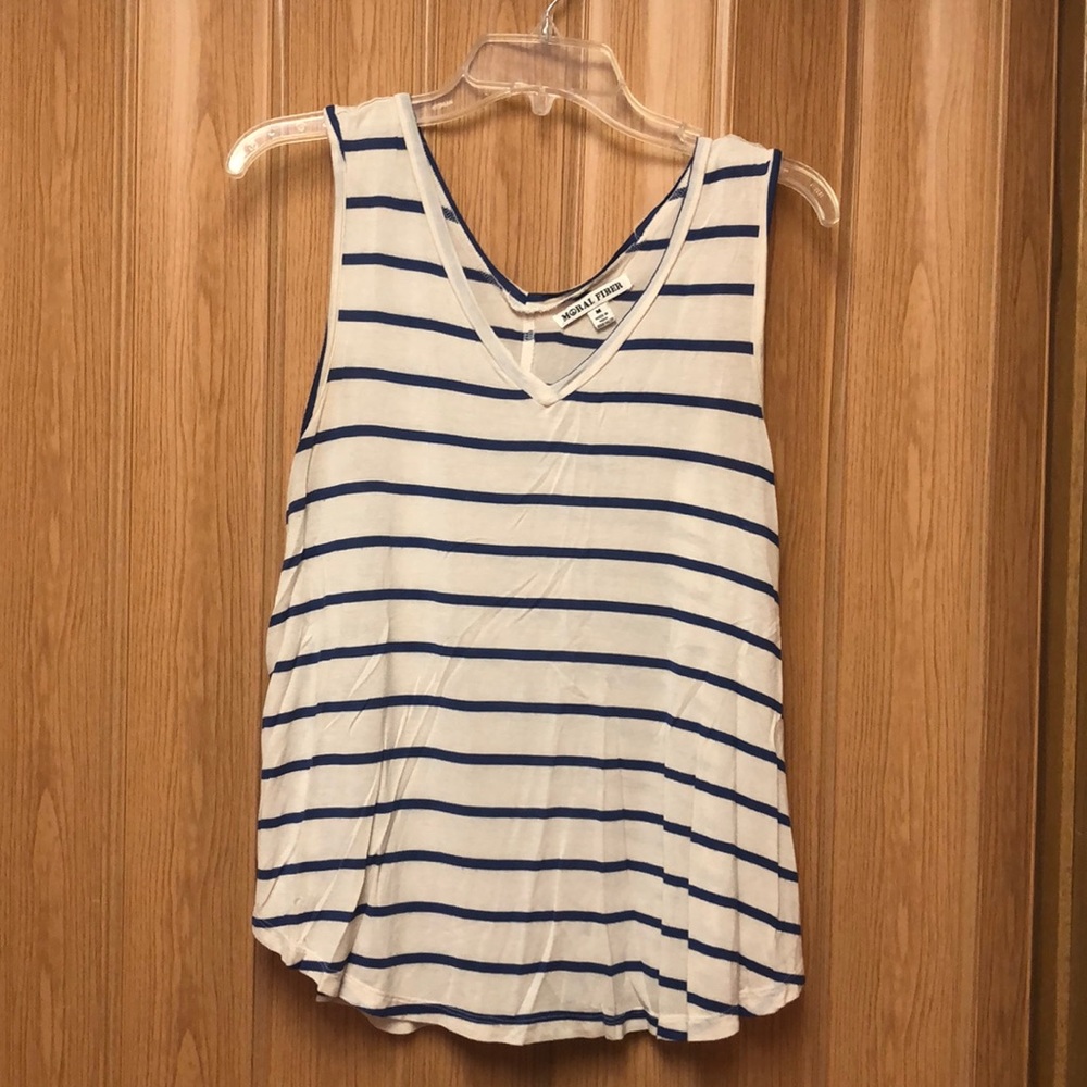 Blue and white striped tank top